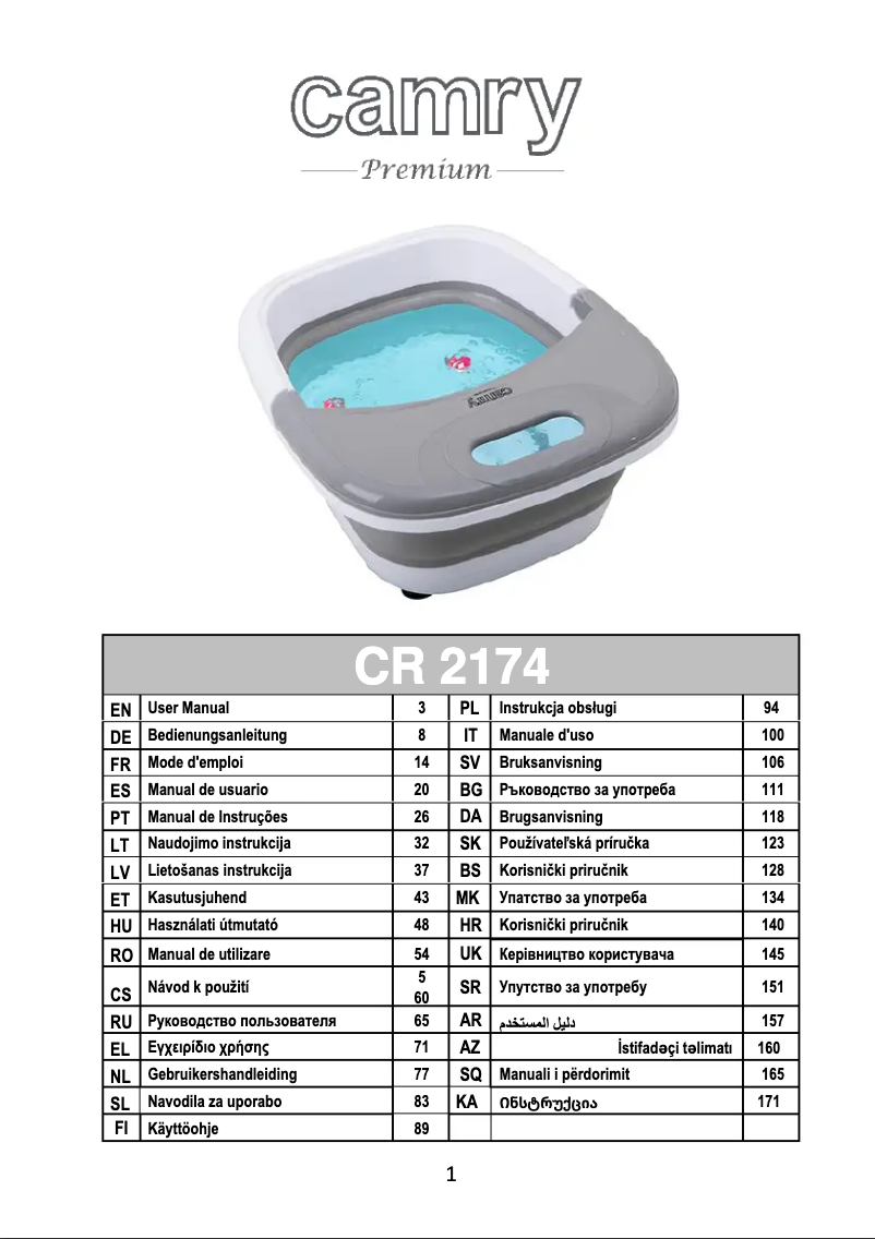Page n°1 - Manuel utilisateur Camry CR 2174