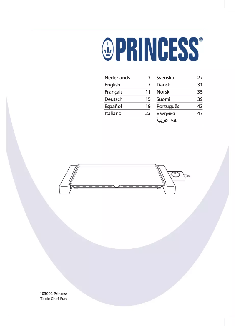 Page 1 de la notice Manuel utilisateur Princess Table Chef Fun XL 103002