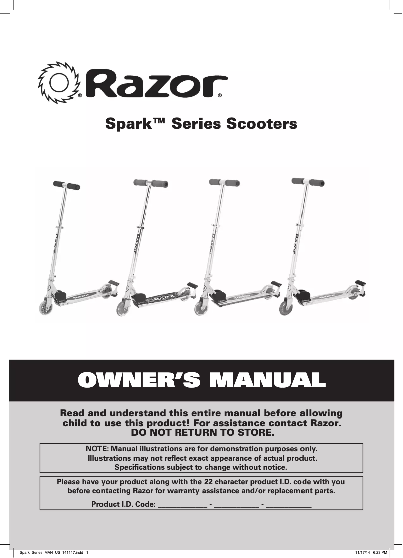 Page 1 de la notice Manuel utilisateur Razor Spark