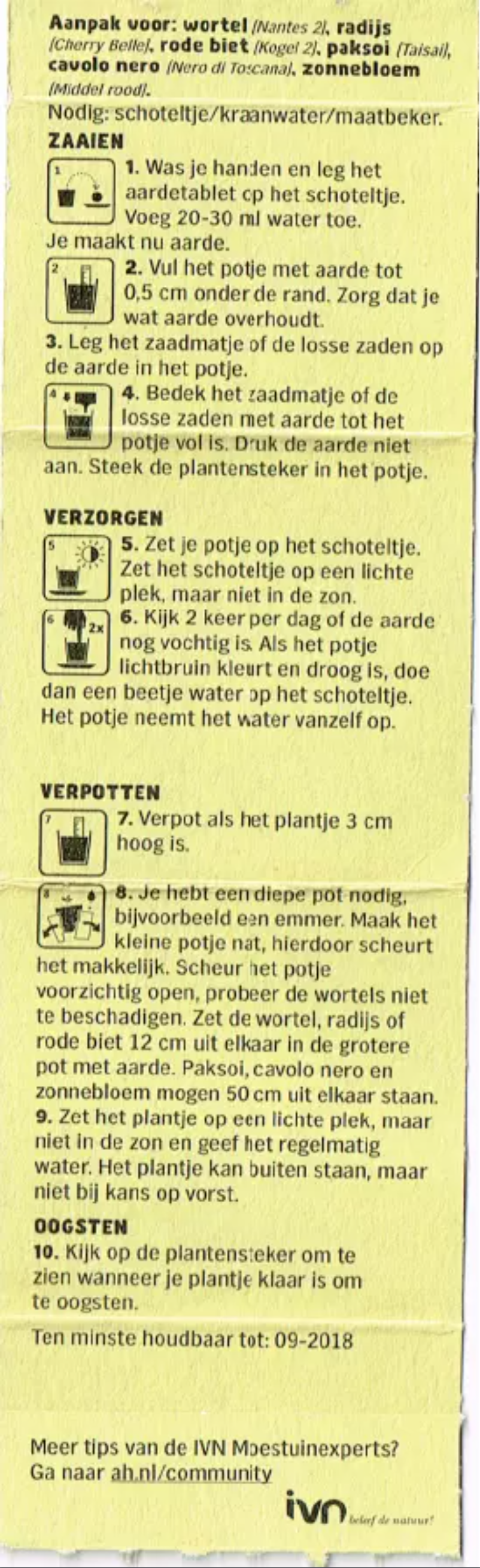 Page 1 de la notice Manuel utilisateur Albert Heijn Moestuintje Cavolo Nero