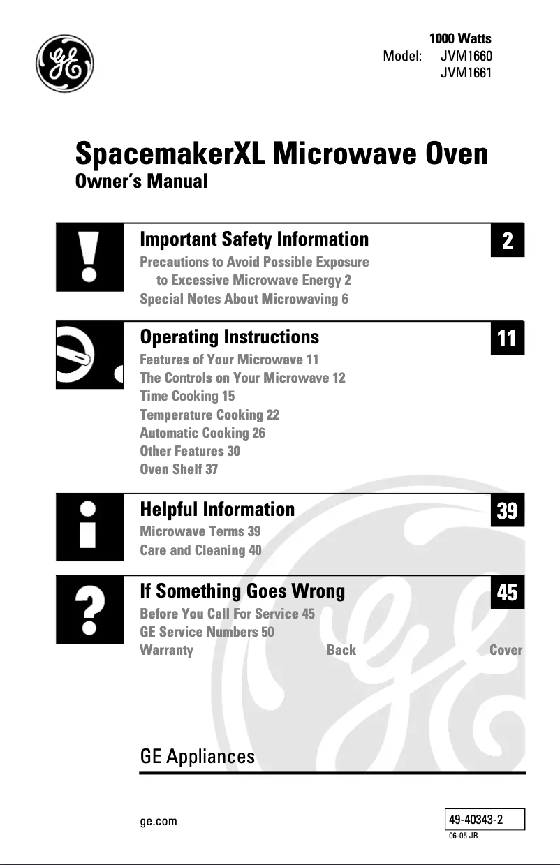 Imagen de la primera página del manual del dispositivo Profile JVM1661BB