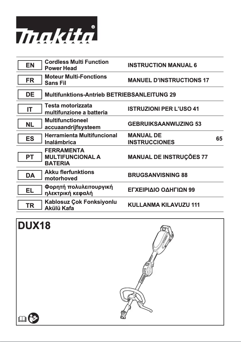 Page n°1 - Manuel utilisateur Makita DUX18Z