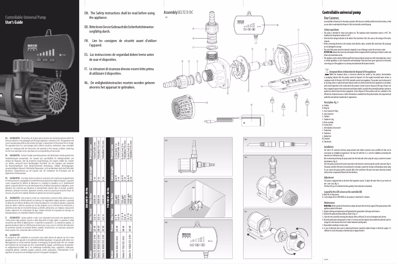 Image de la première page du manuel de l'appareil Seltz D Dc