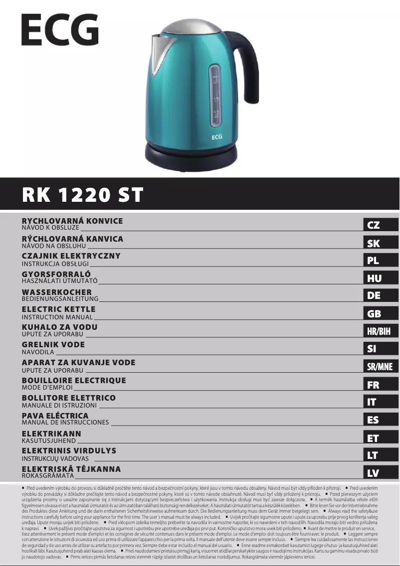 Imagen de la primera página del manual del dispositivo RK 1220 ST