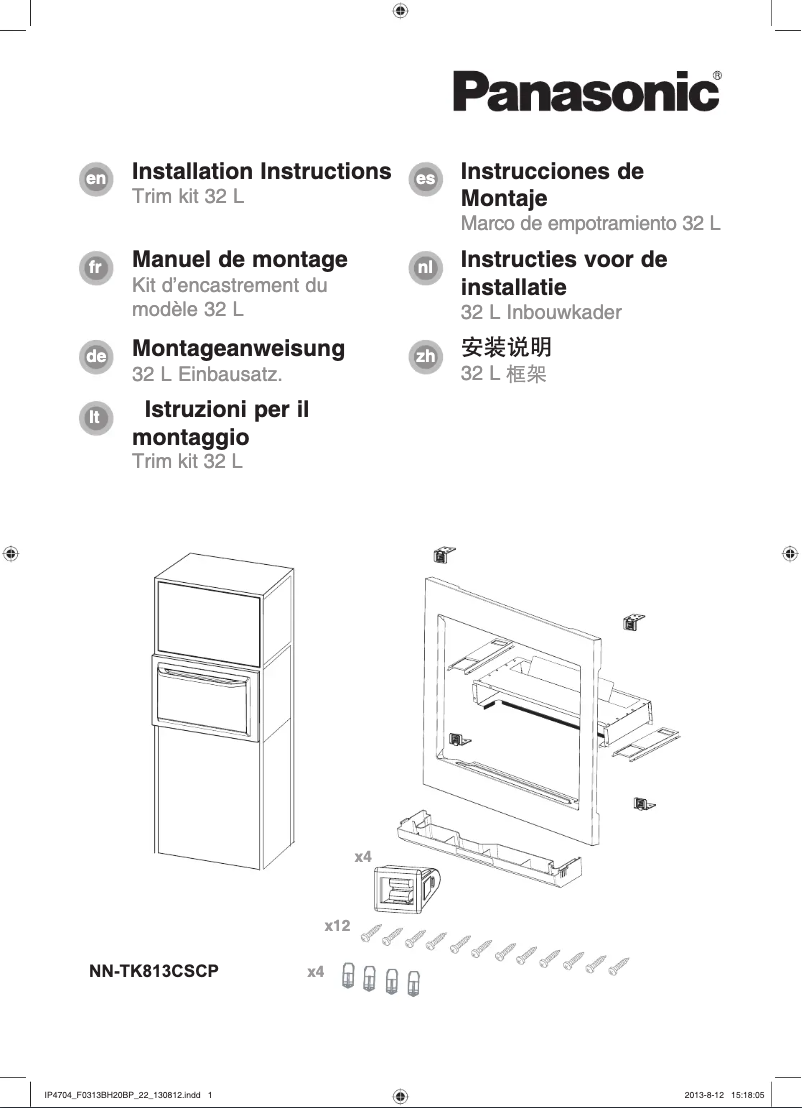 Imagen de la primera página del manual del dispositivo NN-TK813CSCP