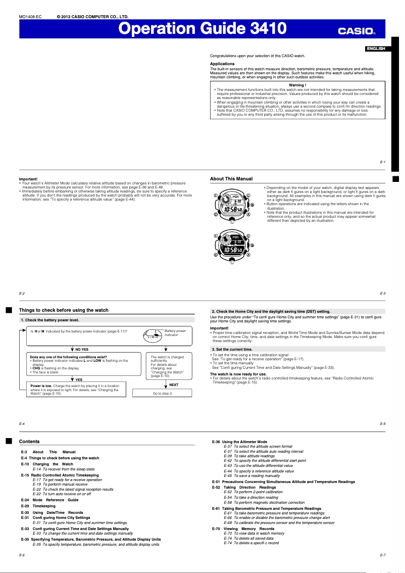 Page 1 de la notice Manuel utilisateur Casio G-Shock GW-9400-1