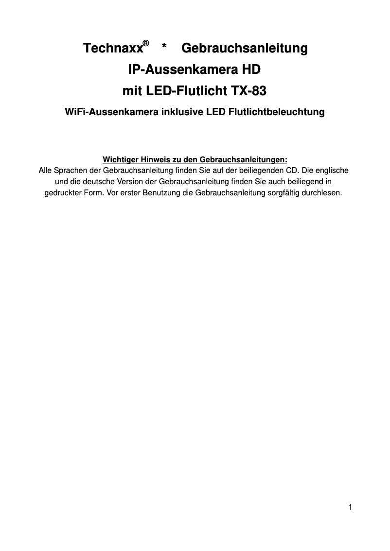 Page 1 de la notice Manuel utilisateur Technaxx TX-83