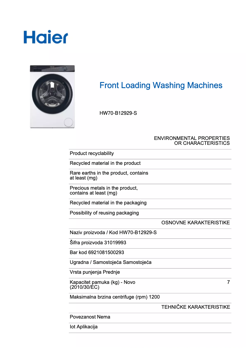 Image de la première page du manuel de l'appareil HW70-B12929