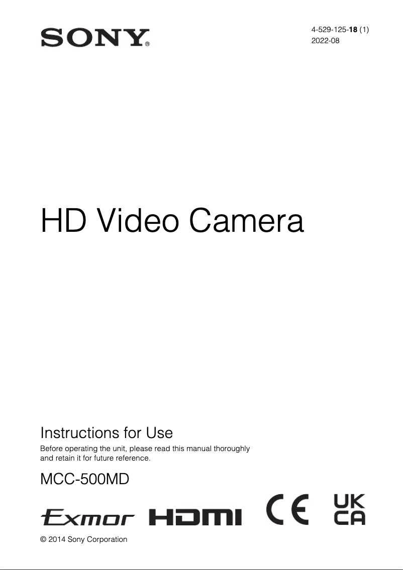 Image de la première page du manuel de l'appareil MCC-500MD