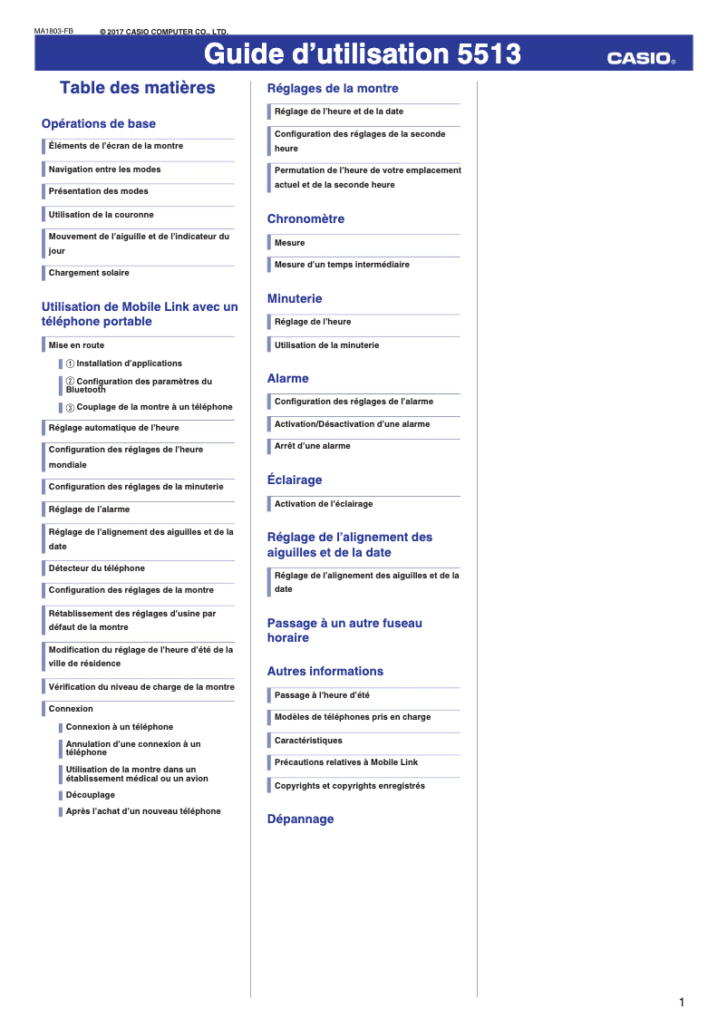 Image de la première page du manuel de l'appareil G-Shock GST-B100