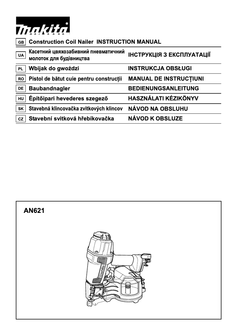 Page 1 de la notice Manuel utilisateur Makita AN621
