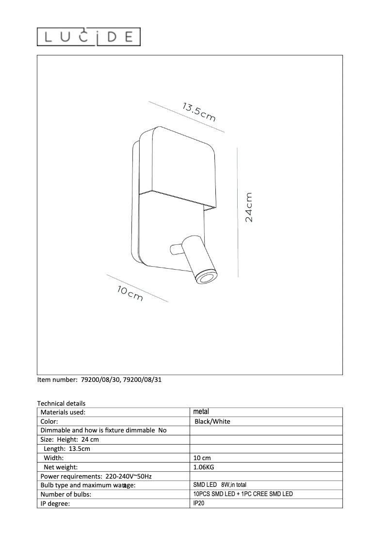 Page n°1 - Manuel utilisateur Lucide Boxer