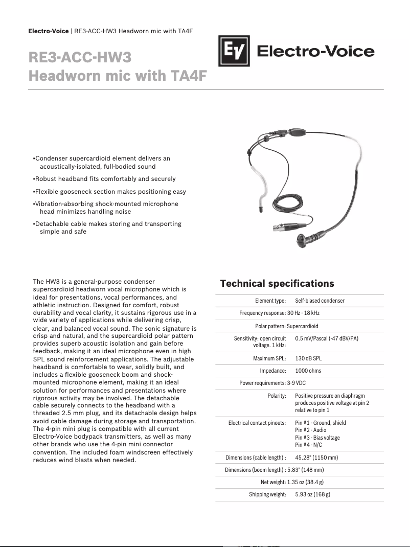 Image de la première page du manuel de l'appareil RE3 UHF Wireless