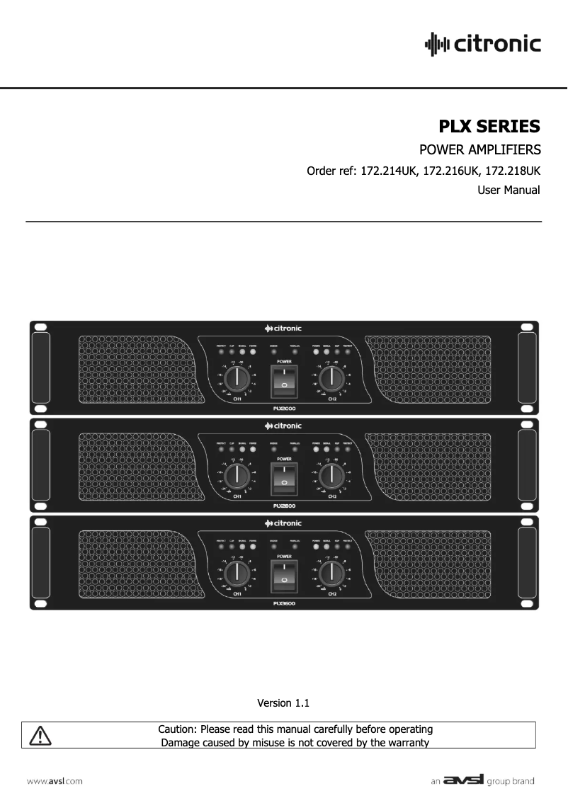 Page n°1 - Manuel utilisateur Citronic PLX2000