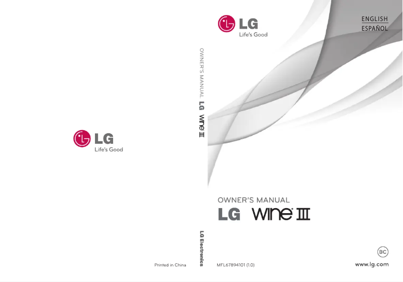 Page 1 de la notice Manuel utilisateur LG Wine III