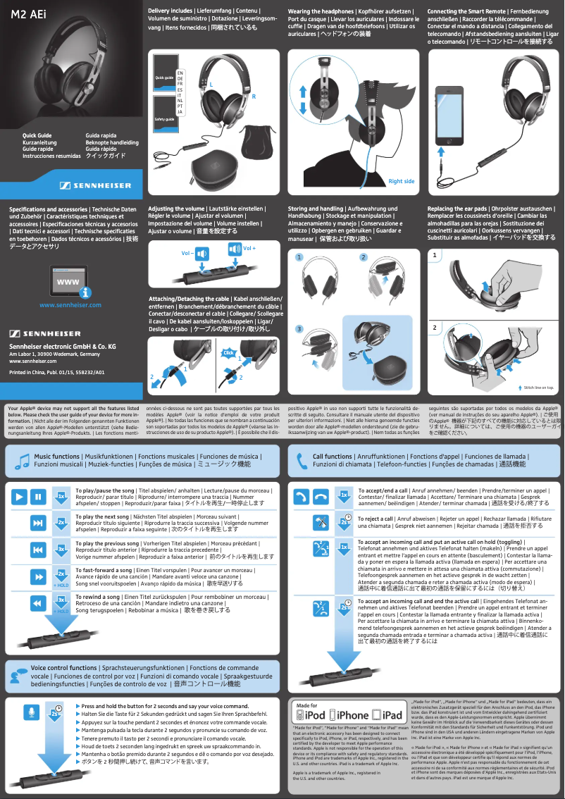 Page 1 de la notice Manuel utilisateur Sennheiser MOMENTUM G (M2)