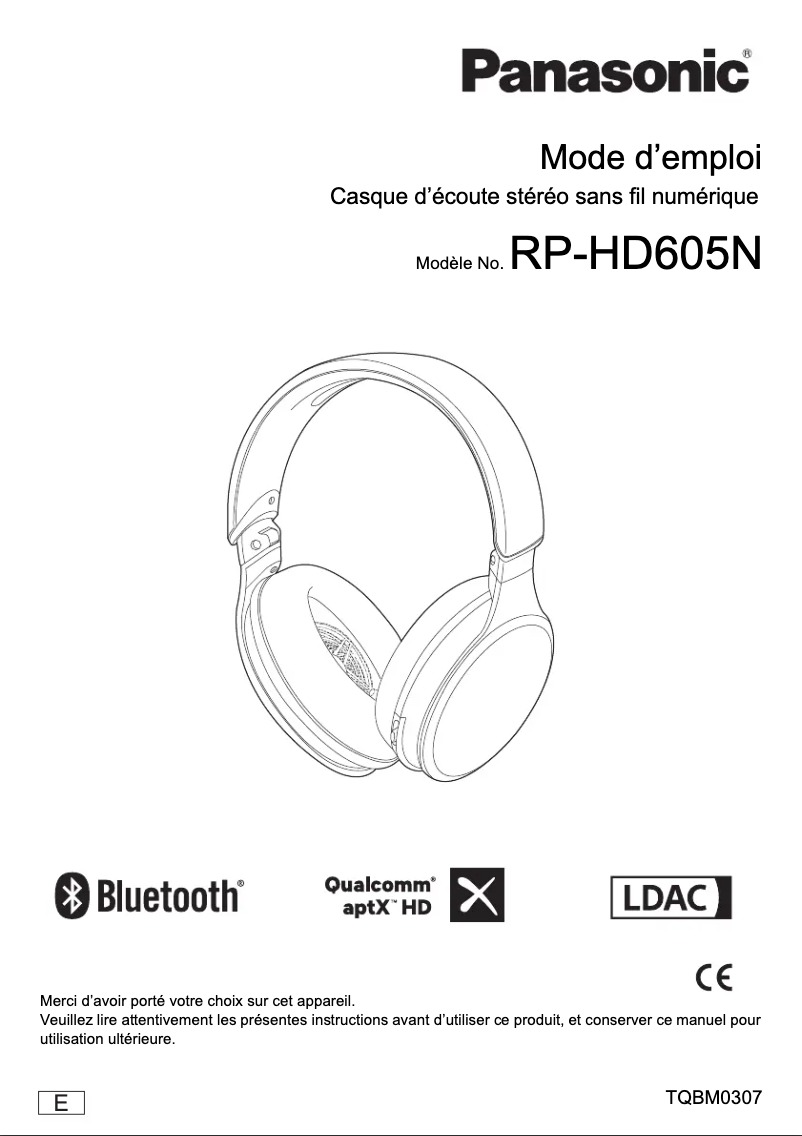 Page 1 de la notice Manuel utilisateur Panasonic RP-HD605