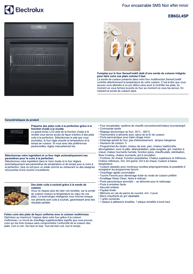 Página 1 del manual Ficha técnica Electrolux EB6GL4SP