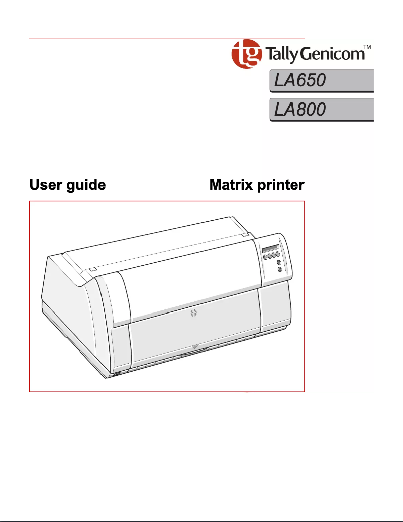 Page 1 de la notice Manuel utilisateur TallyGenicom LA650