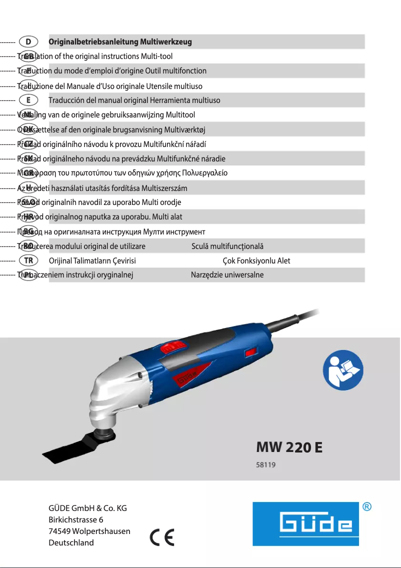 Page n°1 - Manuel utilisateur Güde MW 220 E