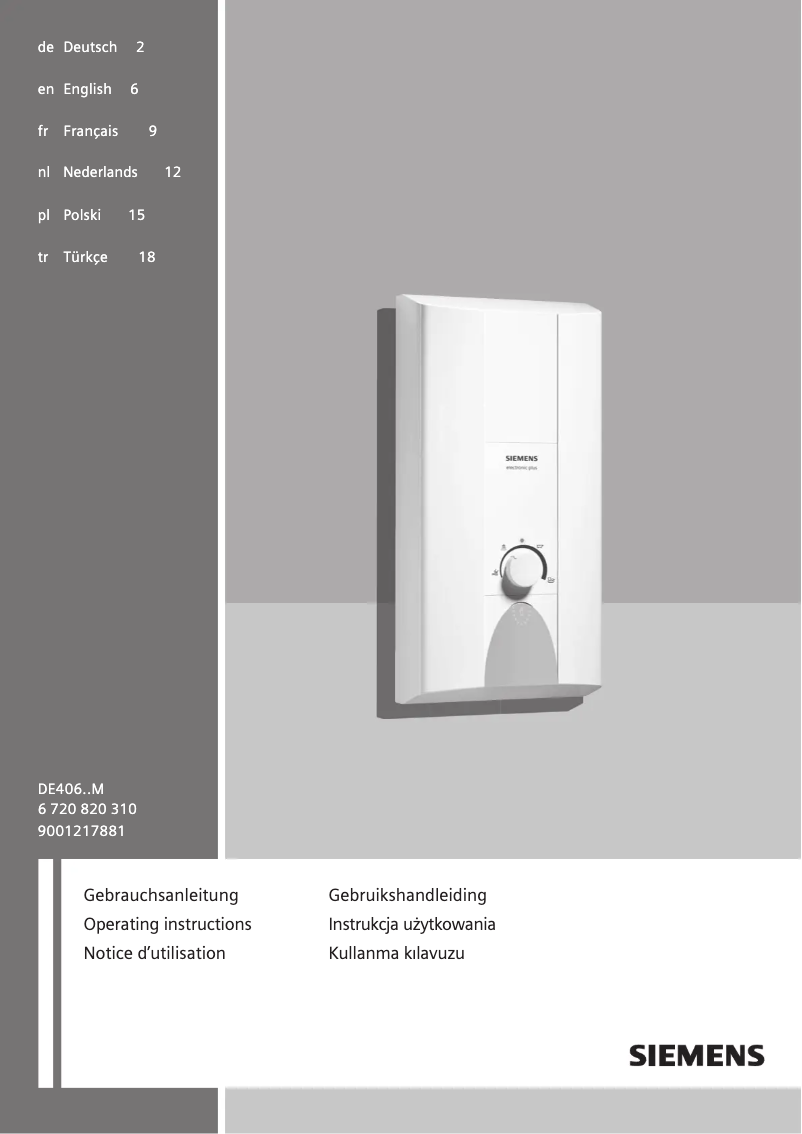 Page n°1 - Manuel utilisateur Siemens DE4061821M