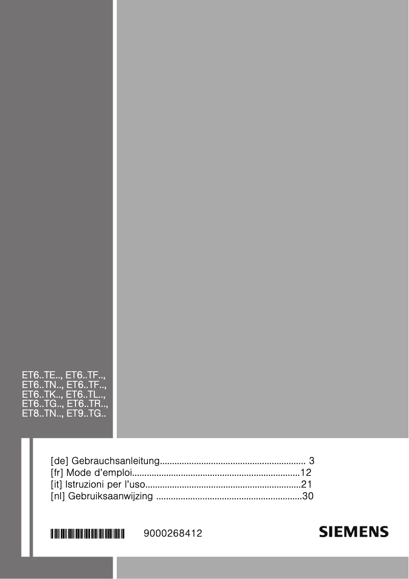 Página 1 del manual Manual de usuario Siemens ET645TE11