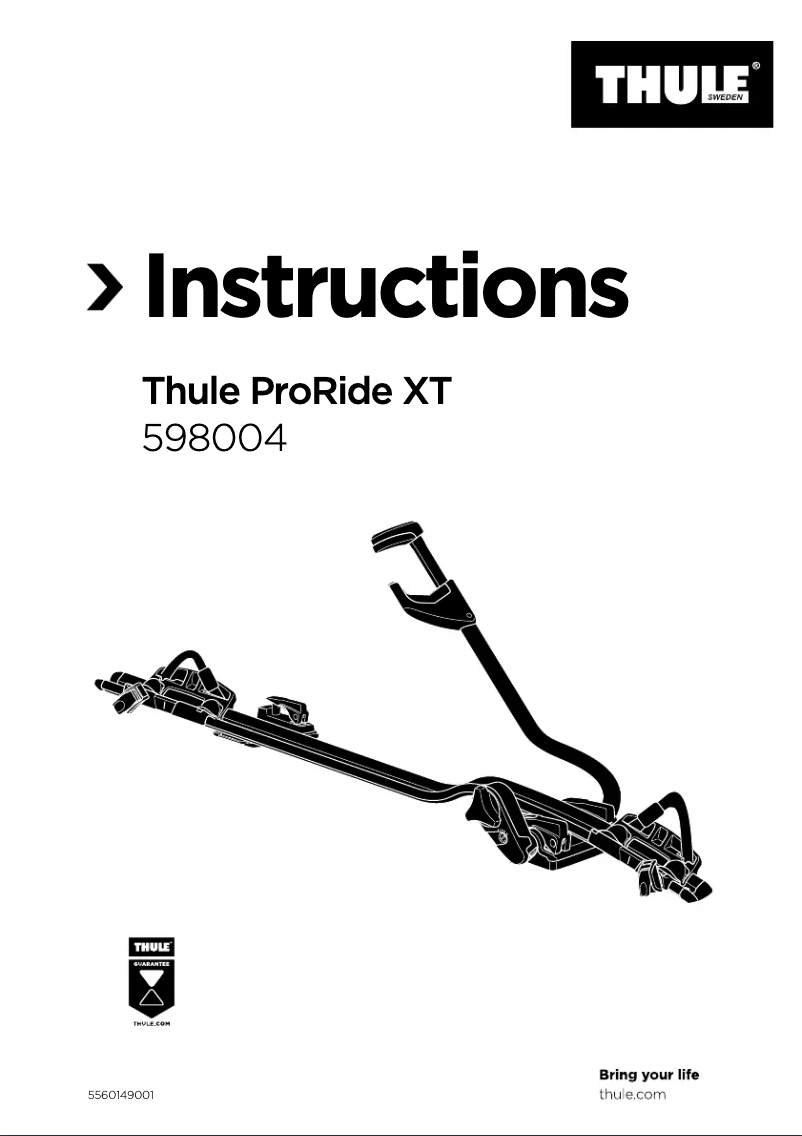 Page 1 de la notice Manuel utilisateur Thule ProRide XT