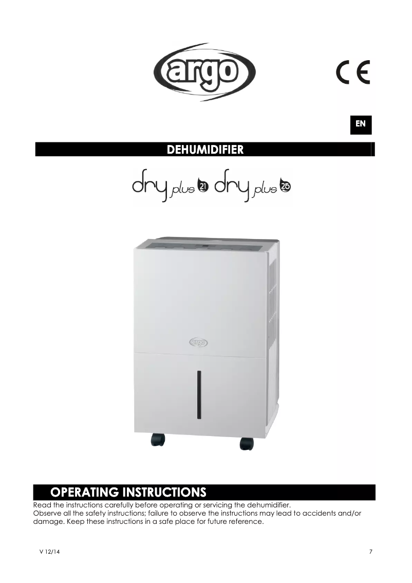 Page n°1 - Manuel utilisateur Argoclima Dry Plus 21