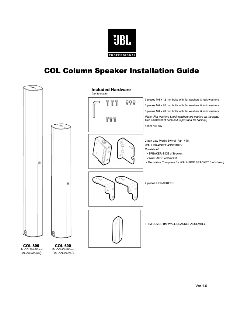 Page n°1 - Manuel utilisateur JBL COL800