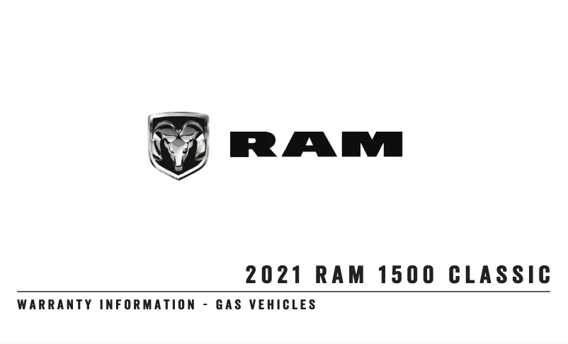 Page 1 de la notice Informations de garantie RAM 1500 Classic (2021)