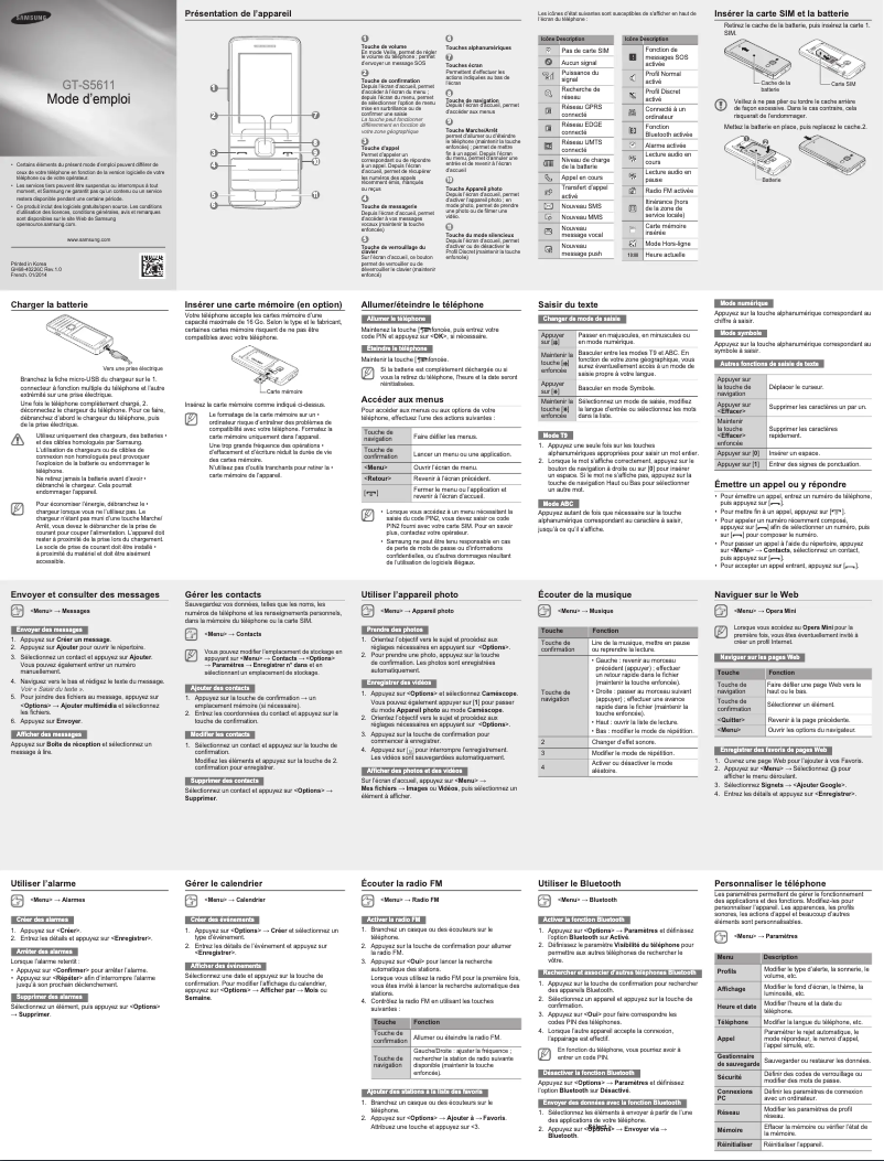 Page n°1 - Mode d'emploi Samsung GT-S5611