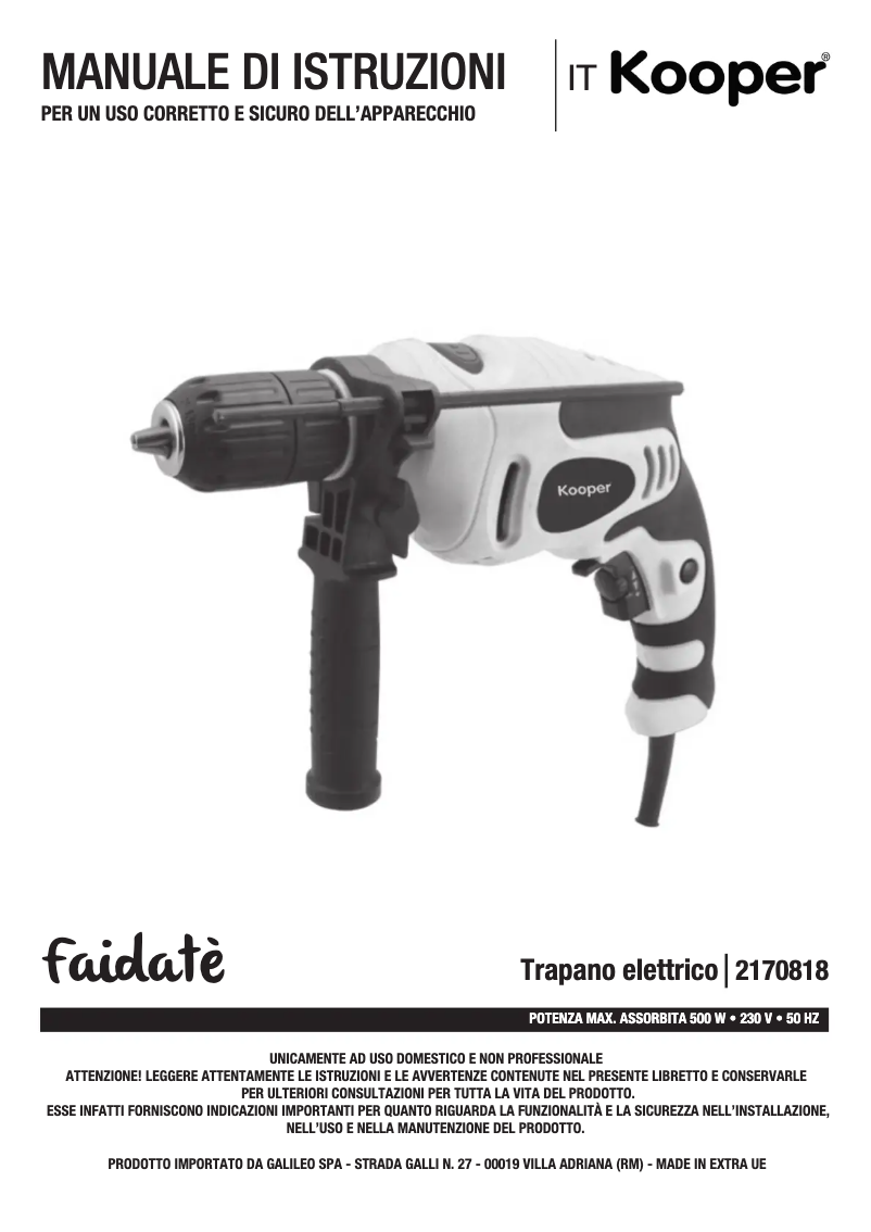 Page 1 de la notice Manuel utilisateur Kooper 2170818