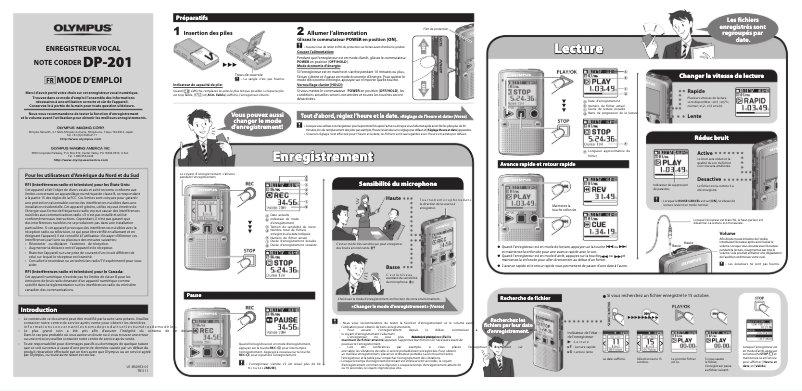 Page 1 de la notice Manuel utilisateur Olympus DP-201