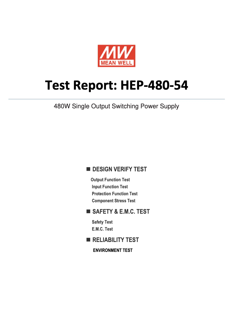 Page n°1 - Fiche technique Mean Well HEP-480-54