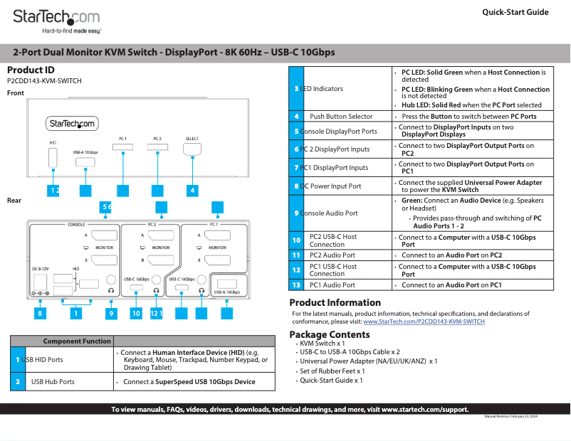 Page n°1 - Guide de démarrage rapide StarTech.com P2CDD143-KVM-SWITCH