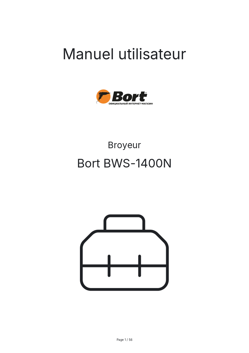 Page n°1 - Manuel utilisateur Bort BWS-1400N