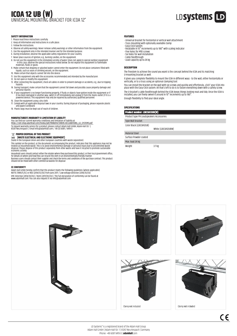 Image de la première page du manuel de l'appareil ICOA 12 UB