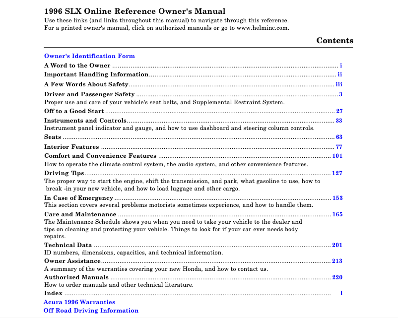 Página 1 del manual Manual de usuario Honda Civic Coupe (1996)