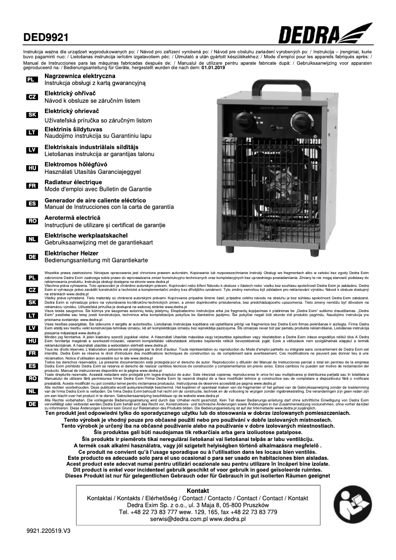 Page 1 de la notice Manuel utilisateur DEDRA DED9921