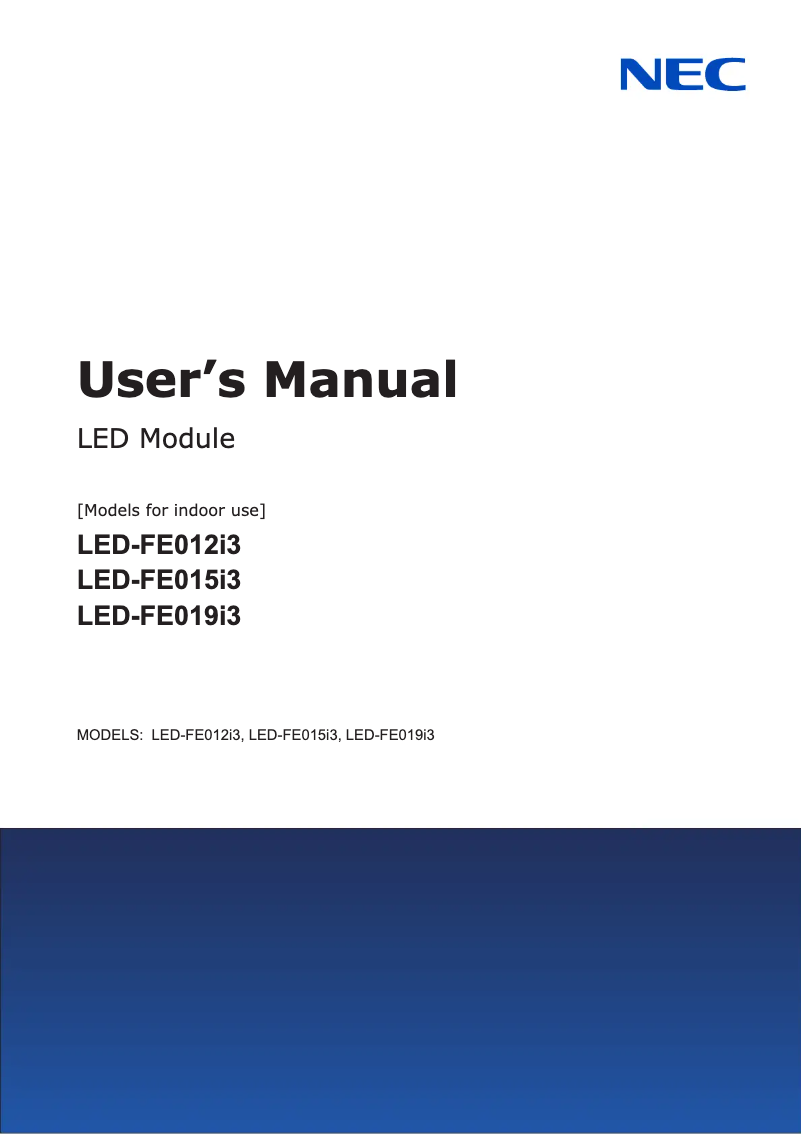 Page n°1 - Manuel utilisateur NEC LED-FE019i3