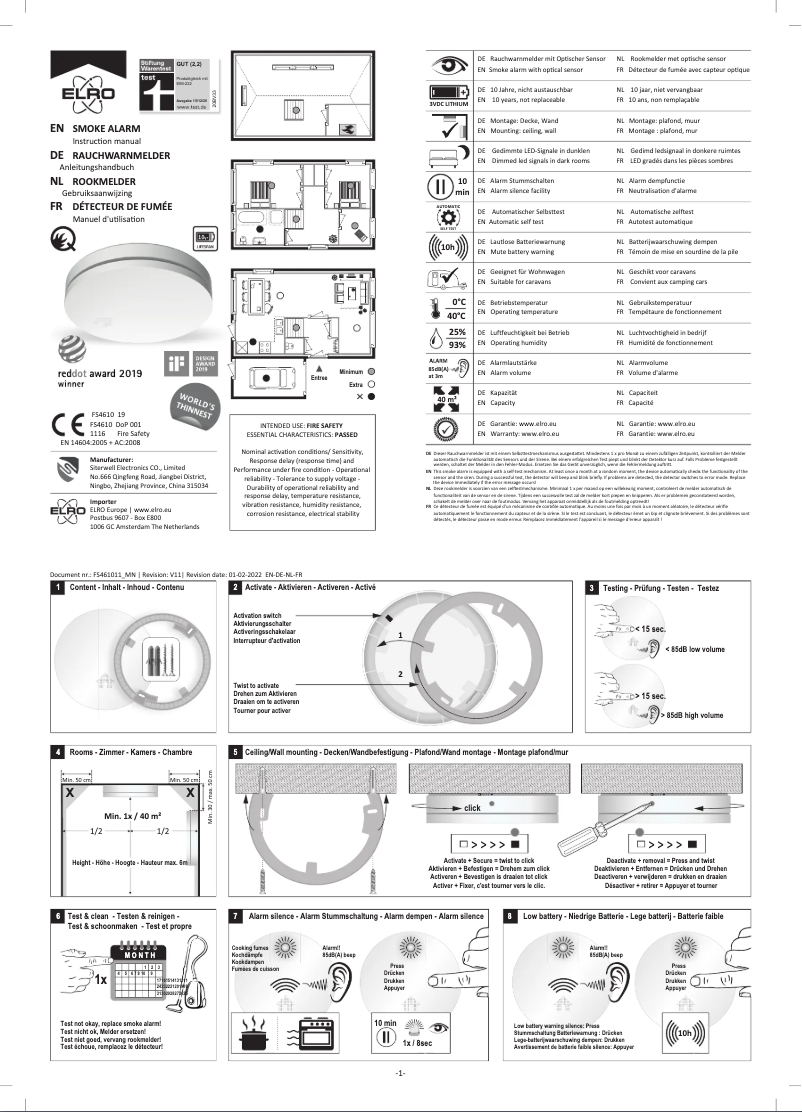 Page n°1 - Manuel utilisateur Elro FS4610