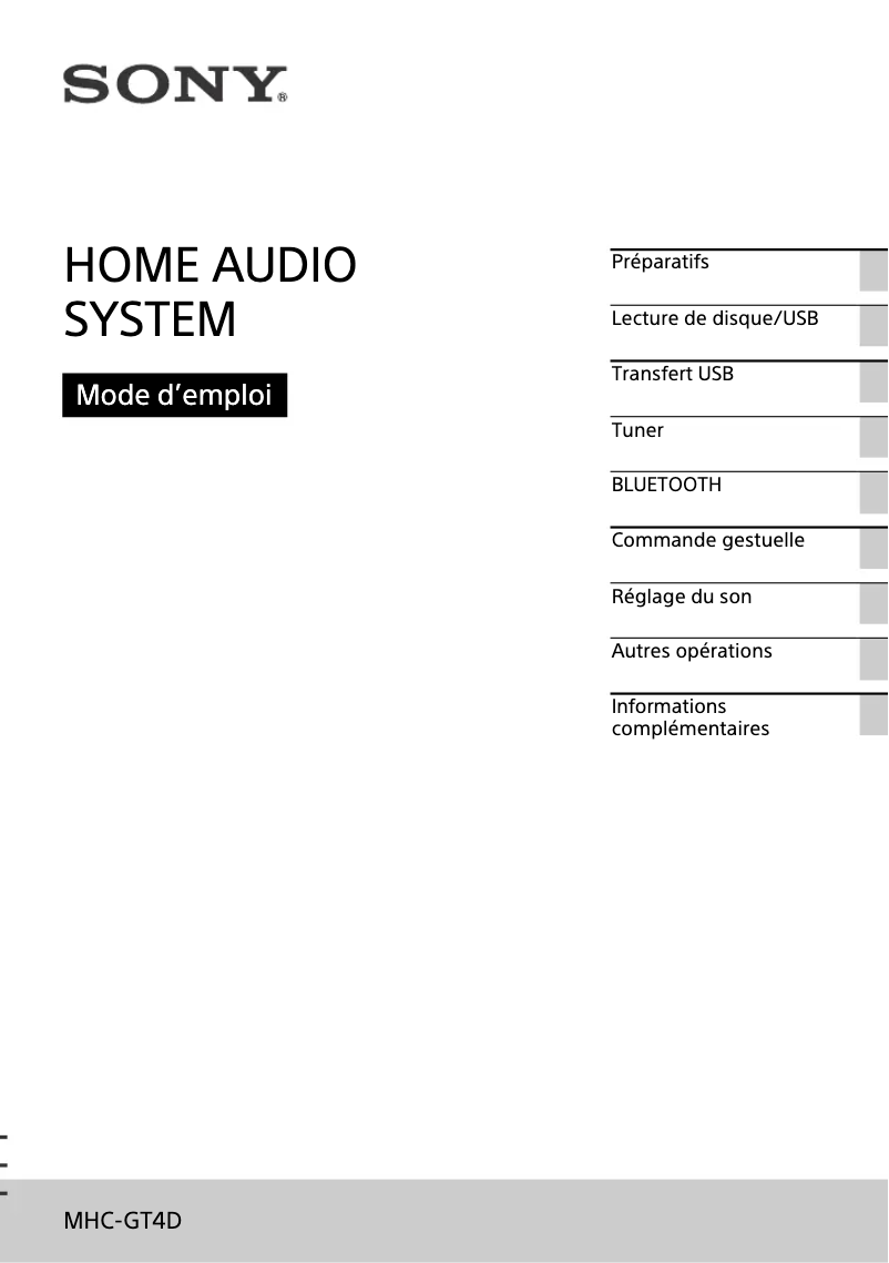 Página 1 del manual Manual de usuario Sony MHC-GT4D