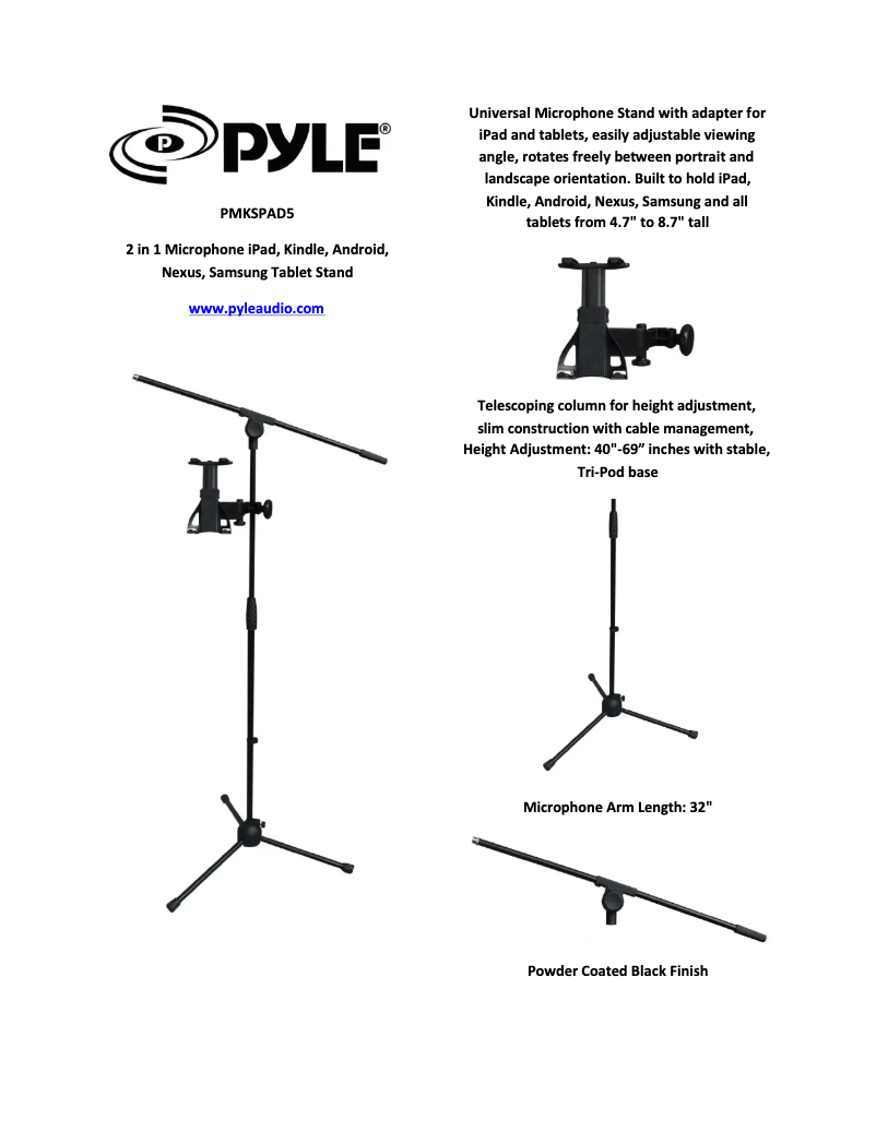 Page 1 de la notice Manuel utilisateur Pyle PMKSPAD5