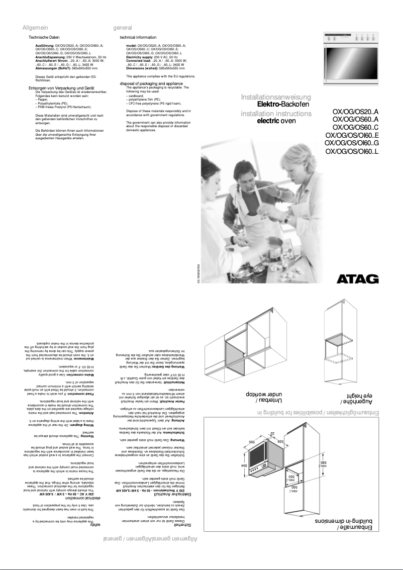 Page n°1 - Guide d'installation Atag OG2093AL01UU