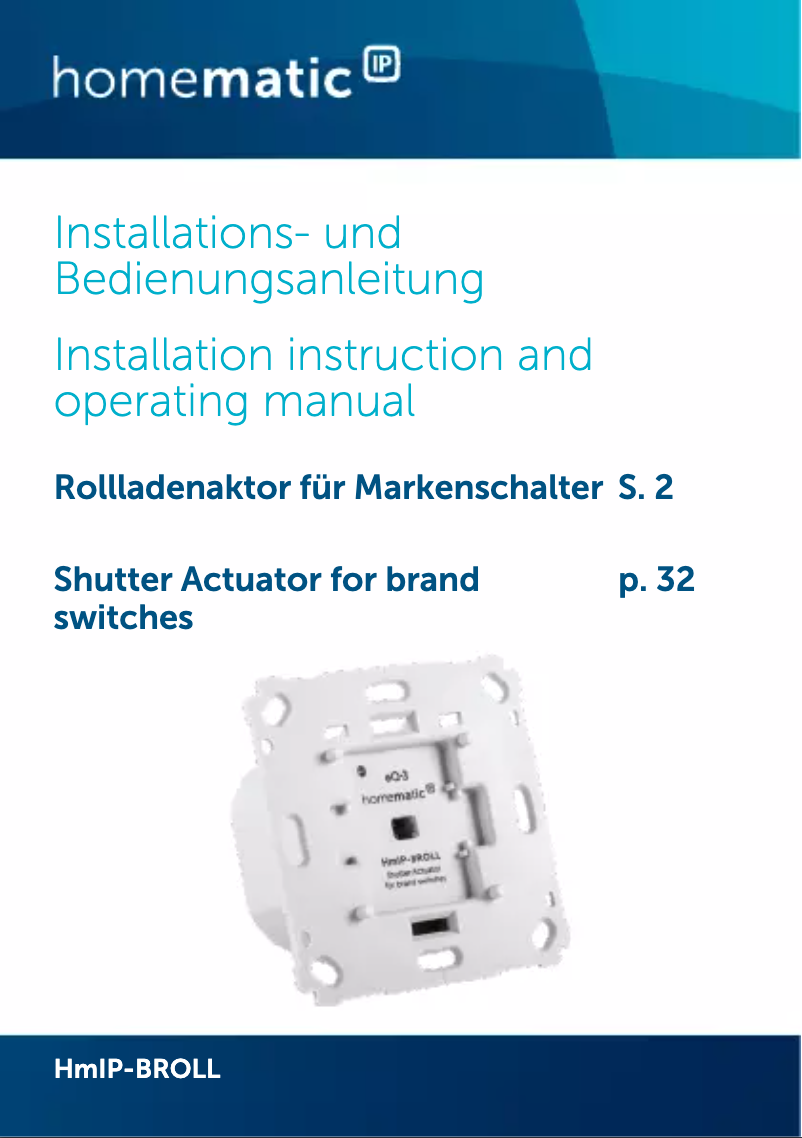 Page 1 de la notice Manuel utilisateur eQ-3 HmIP-BROLL