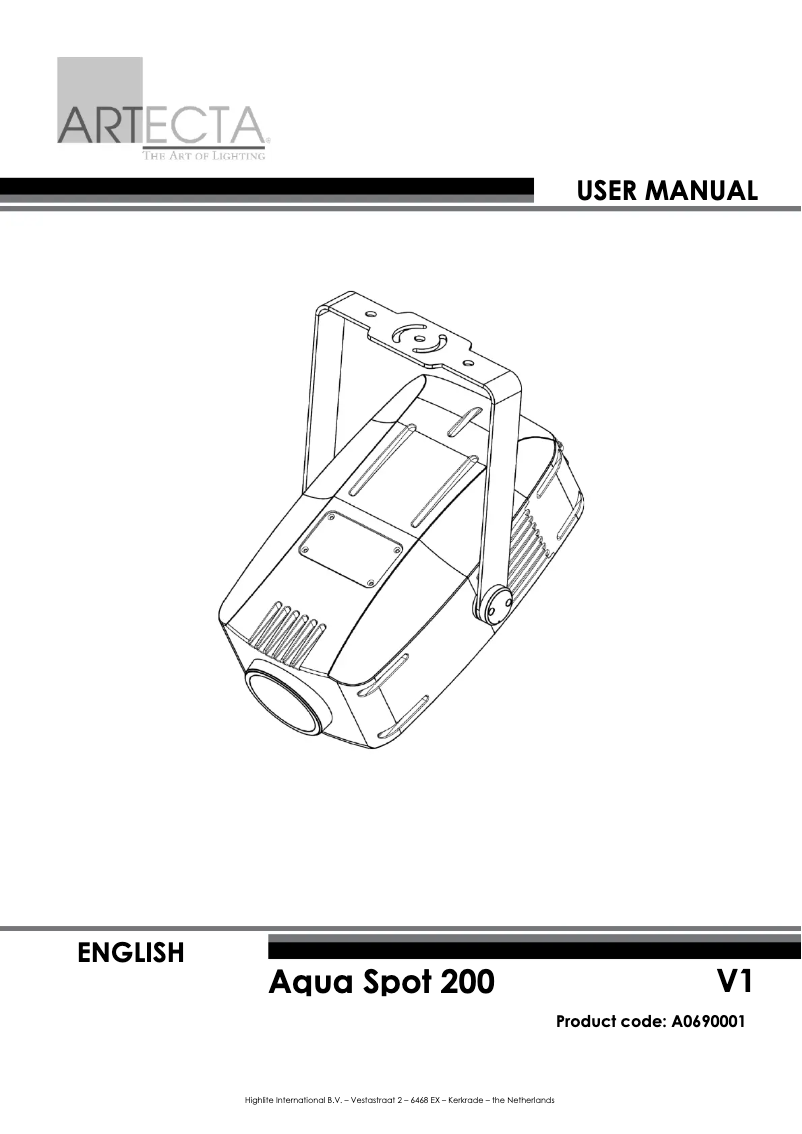 Page n°1 - Manuel utilisateur Artecta Aqua Spot 200