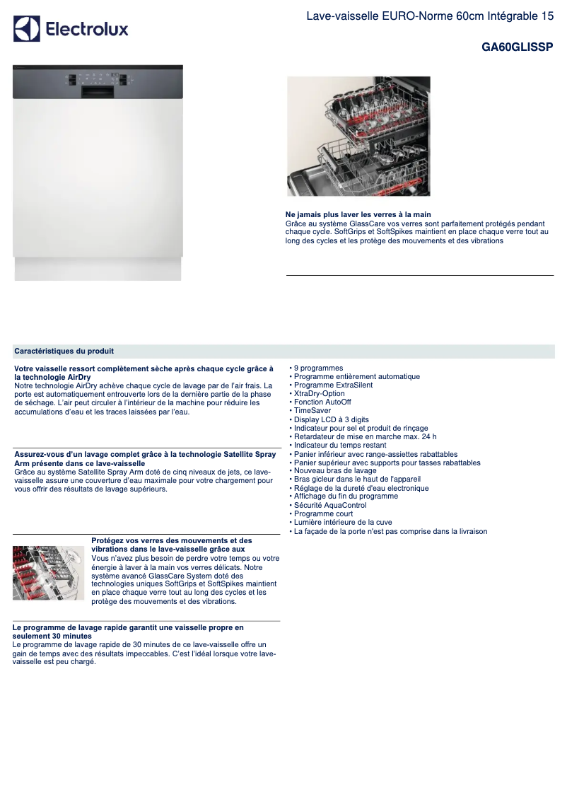 Page n°1 - Fiche technique Electrolux GA60GLISSP