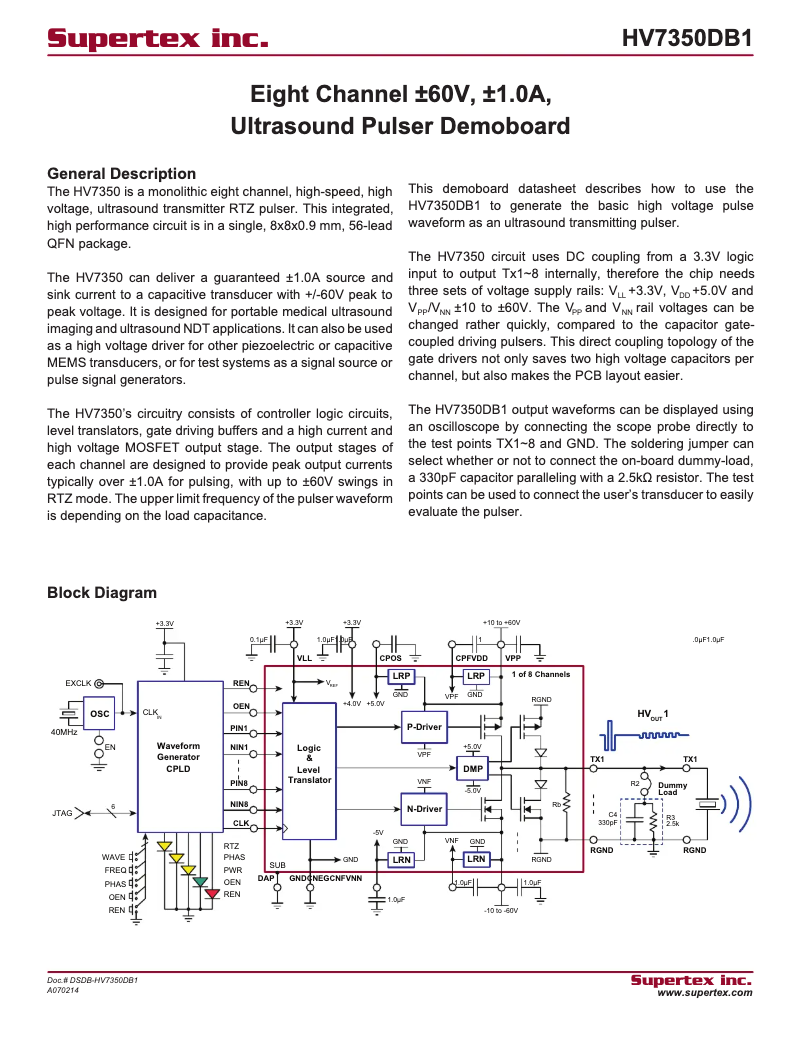 Page 1 de la notice Manuel utilisateur Microchip HV7350DB1