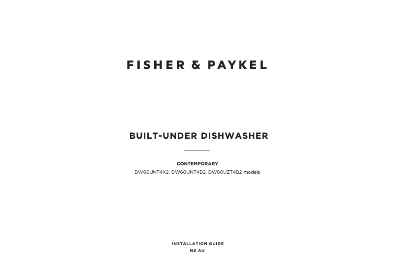 Page 1 de la notice Guide d'installation Fisher & Paykel DW60UNT4X2