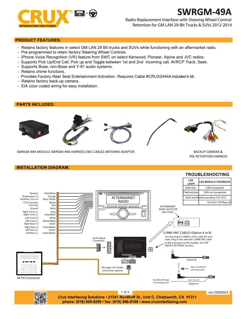 Página 1 del manual Manual de usuario CRUX SWRGM-49A